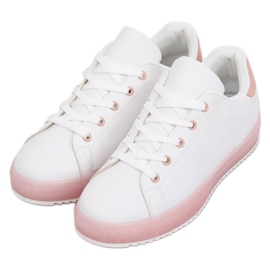 Women's white and pink sneakers 9118 Pink 2