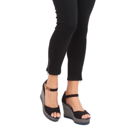 Black sandals on a wedge heel 9079 Black 2