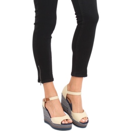 Beige sandals on a wedge heel 9079 Beige 2