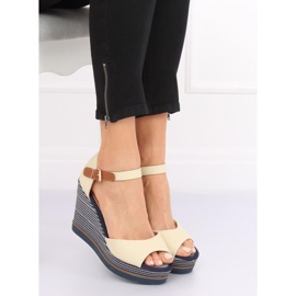 Beige sandals on a wedge heel 9079 Beige 1