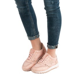 Sports shoes with crystals pink 1
