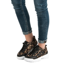 Animal Print Black Sneakers brown 2