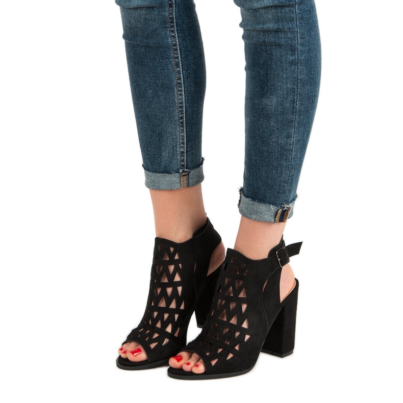 Chc Shoes Openwork Built Sandals black 1