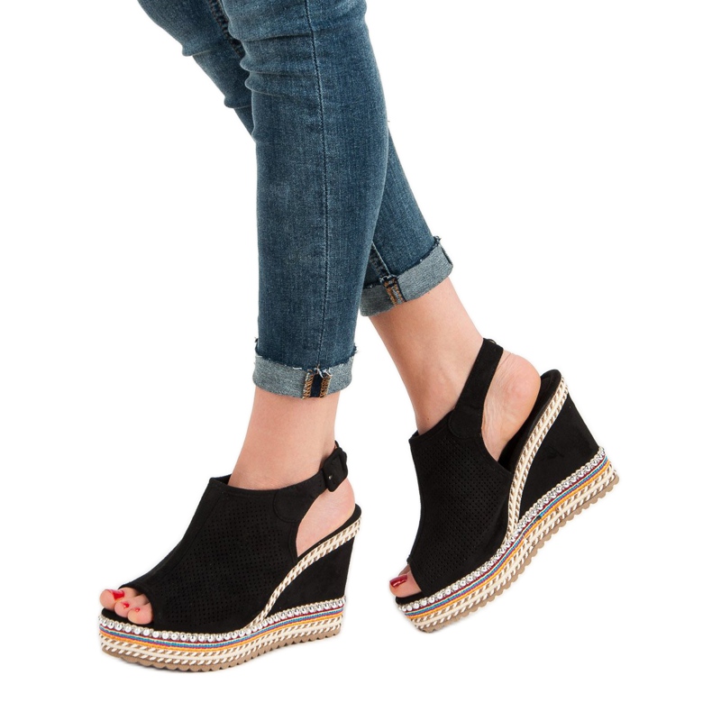 Nio Nio Built-up Wedge Sandals black 1