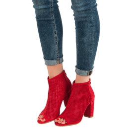 Nio Nio Openwork Open Toe Boots red 1