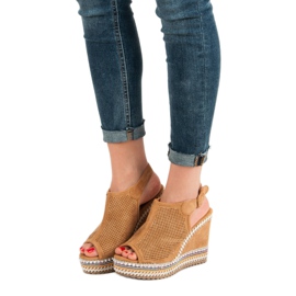 Nio Nio Built-up Wedge Sandals brown 1