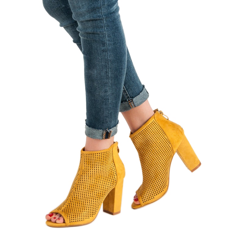 Nio Nio Openwork Open Toe Boots yellow 2