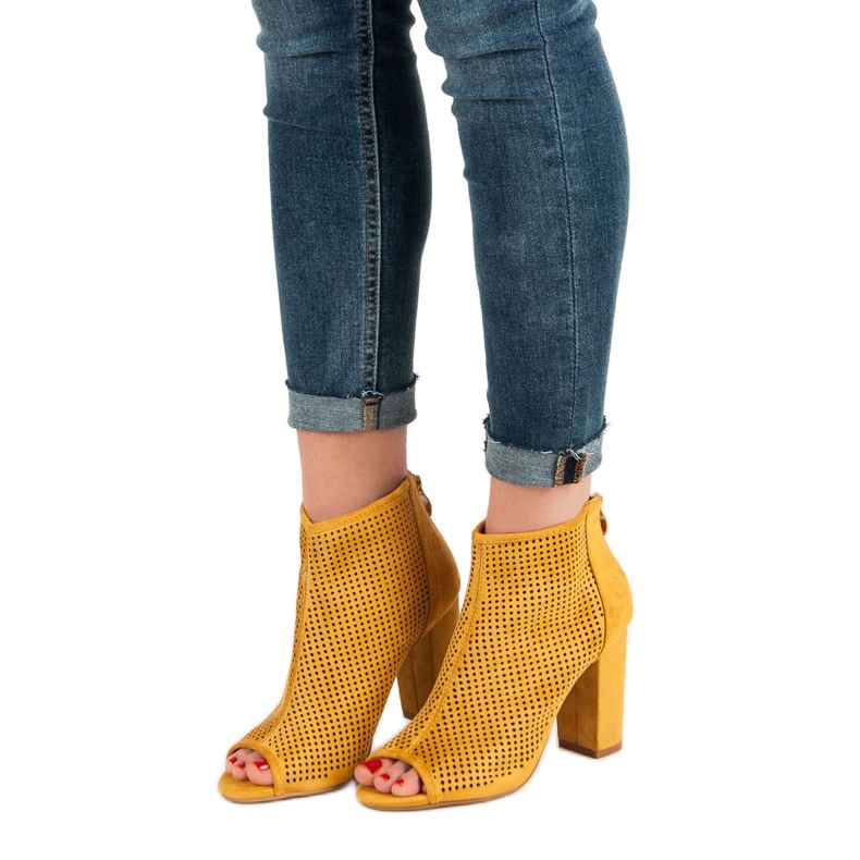 Nio Nio Openwork Open Toe Boots yellow 1
