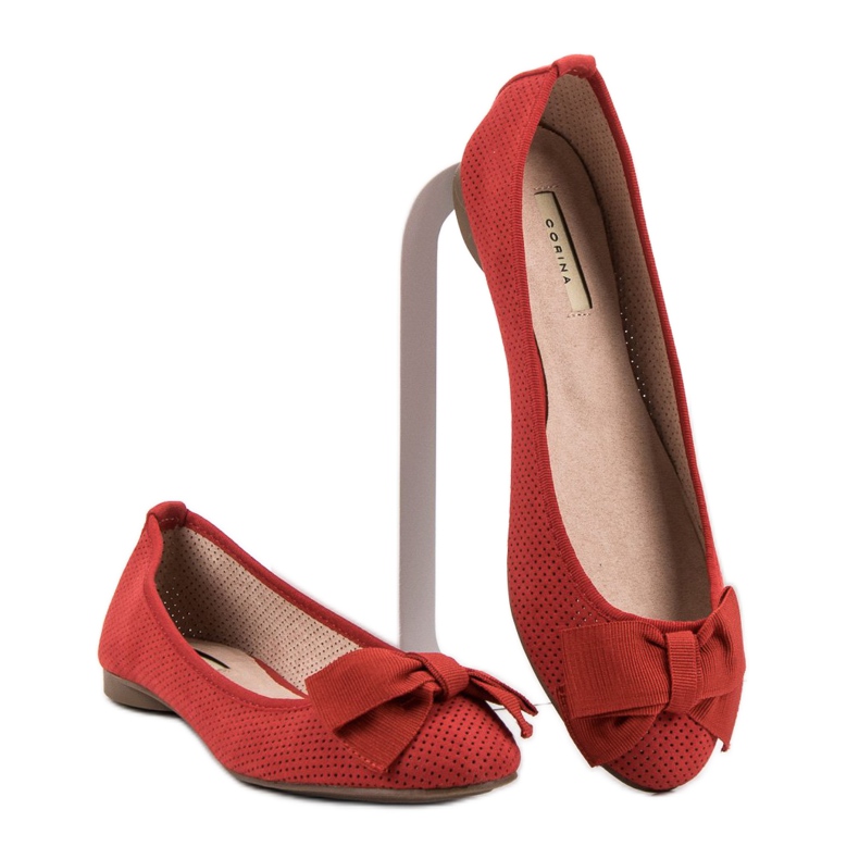 Corina Red Openwork Ballerinas 2