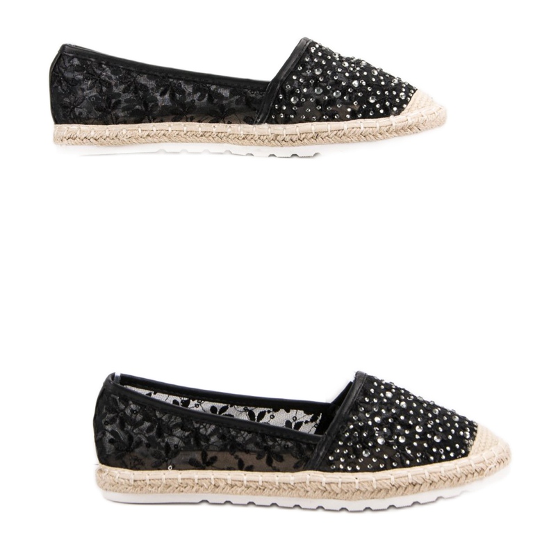Ideal Shoes Espadrilles With Crystals black 2