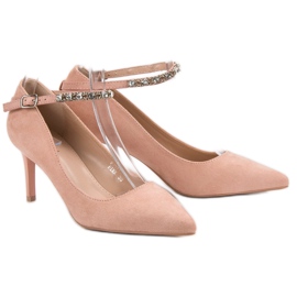 Fama Powder Suede Heels pink 1