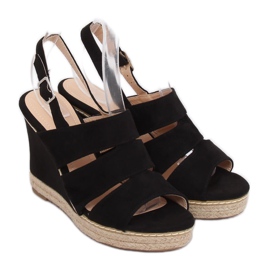Black Sandals on a wedge heel 9069 Black 1