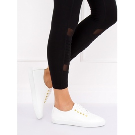White women's sneakers WD009 WHITE / YELLOW 2