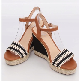 Black sandals on a wedge heel 9068 Black brown 1