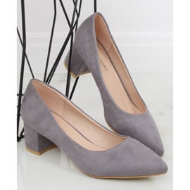 Gray Pumps low heels gray G-136 Gray grey 1