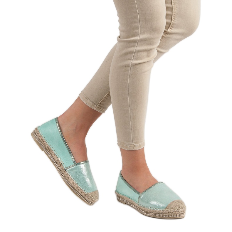 Lucky Shoes Mint Espadrilles With Crystals green 2