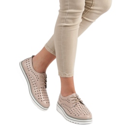 Kylie Leather Openwork Shoes beige 2
