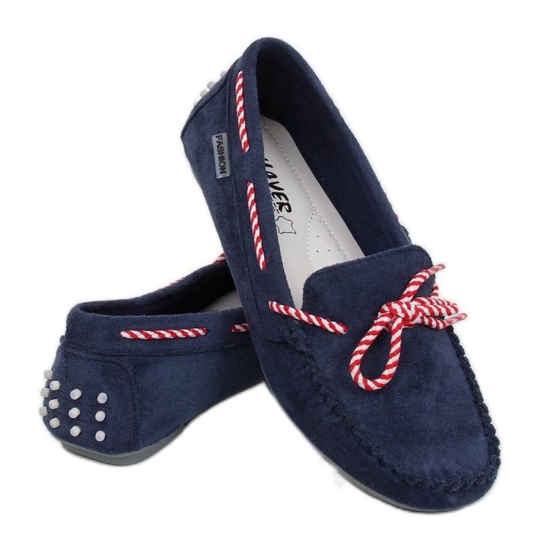 Women's navy blue loafers MH04 Navy 1