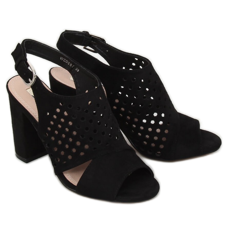 Black openwork sandals WED557 Negro 2