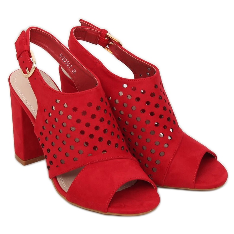 Red openwork sandals WED557 Rojo 2