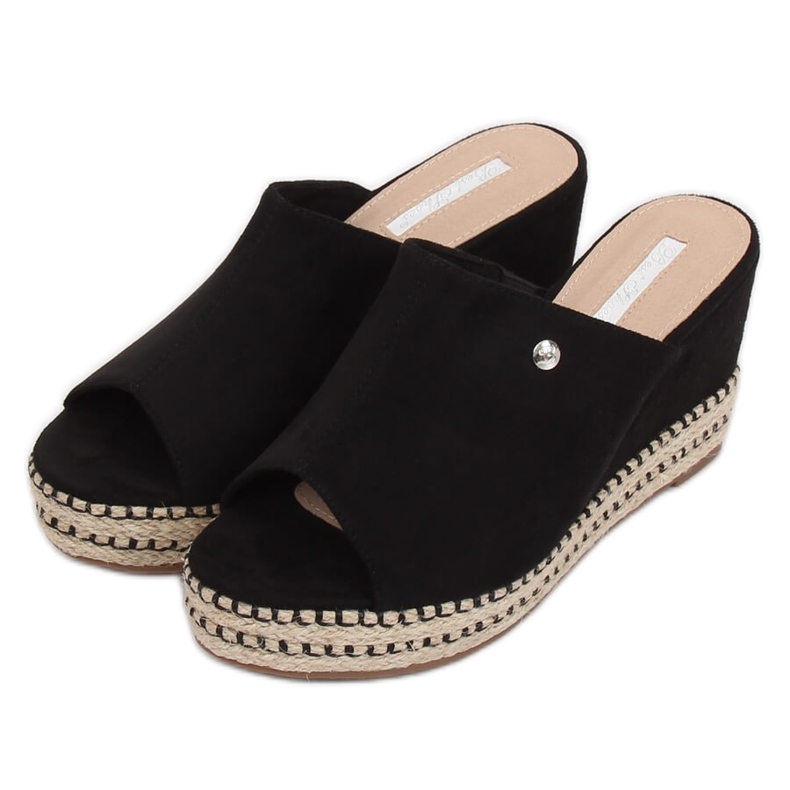 Black black wedge slippers MW-3M65 Black 1 Black black wedge slippers MW-3M65 Black 1