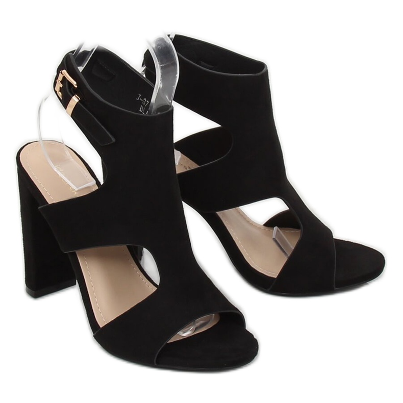 Black sandals on the post J-8711 Black 1