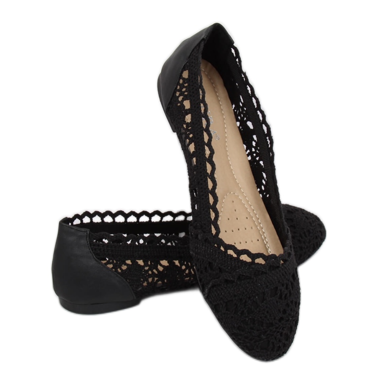 Black 4701 Black openwork ballerinas 1