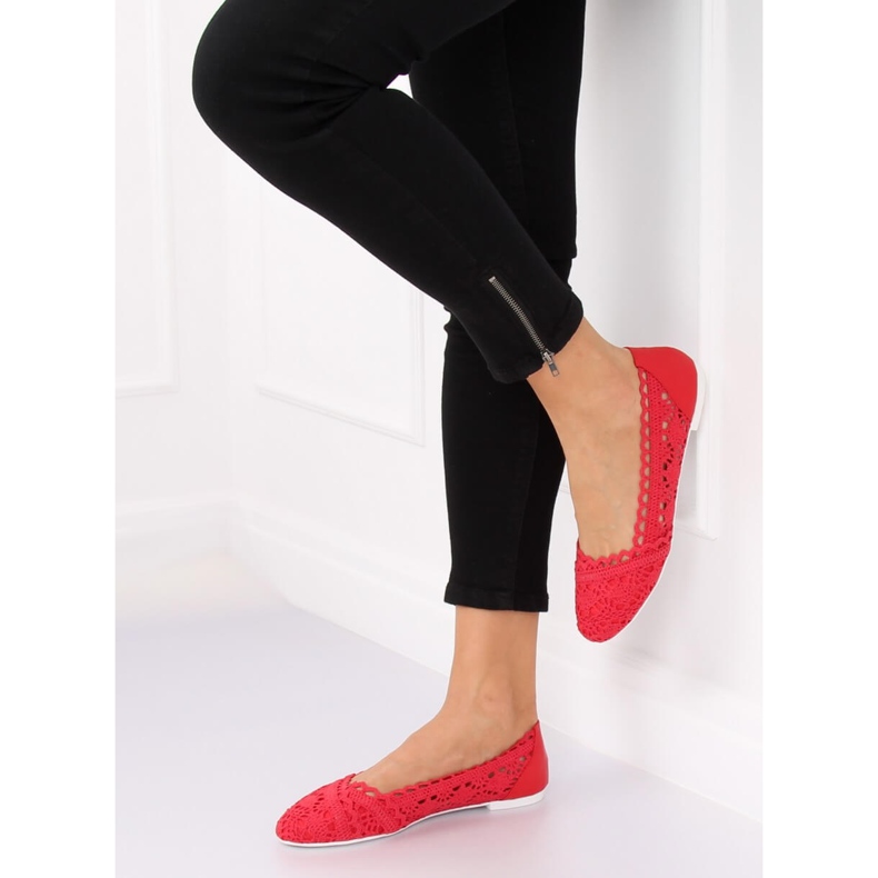 Red openwork ballerinas 4701 Red 2