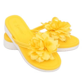 Yellow flip-flops with a flower CK103 Yellow 1