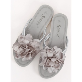 Gray Flip-flops with a flower CK103 Gray grey 2