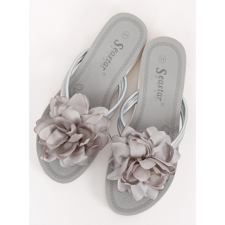 Gray Flip-flops with a flower CK103 Gray grey 2
