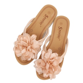Flip-flops with a flower beige CK103 Beige 1
