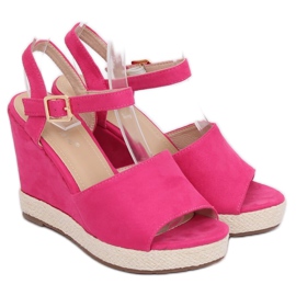 Pink FD-5M14 Fuschia wedge sandals 1