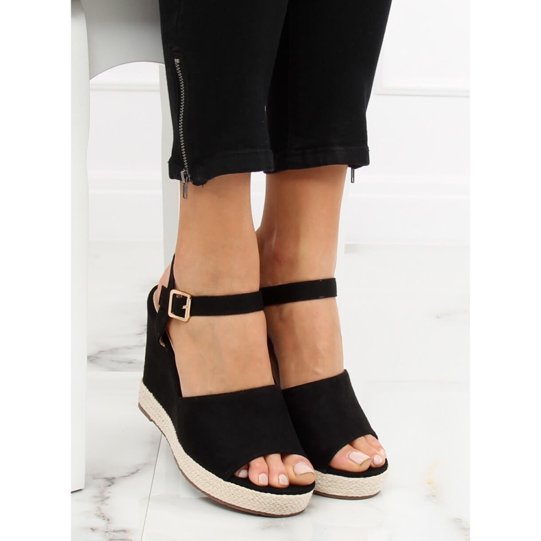 Black Sandals on a wedge black FD-5M14 Black 2