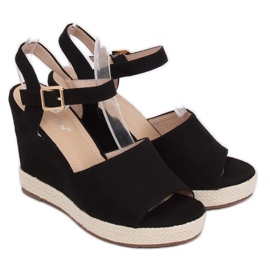 Black Sandals on a wedge black FD-5M14 Black 1