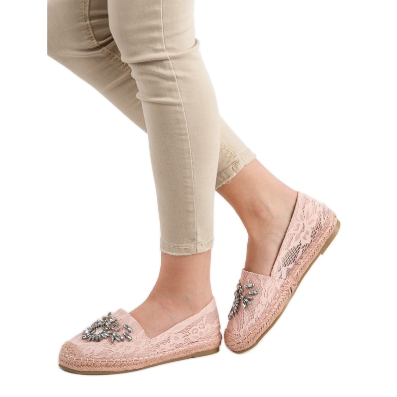 Bestelle Lace Espadrilles With Ornaments pink 2 Bestelle Lace Espadrilles With Ornaments pink 2