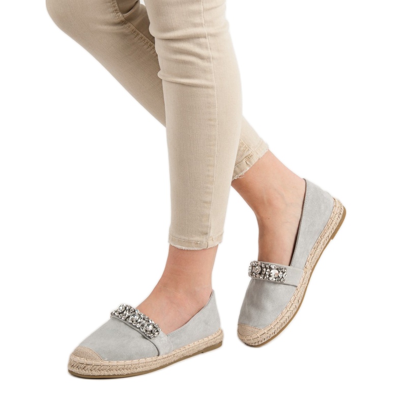 Bestelle Suede Espadrilles With Crystals grey 1