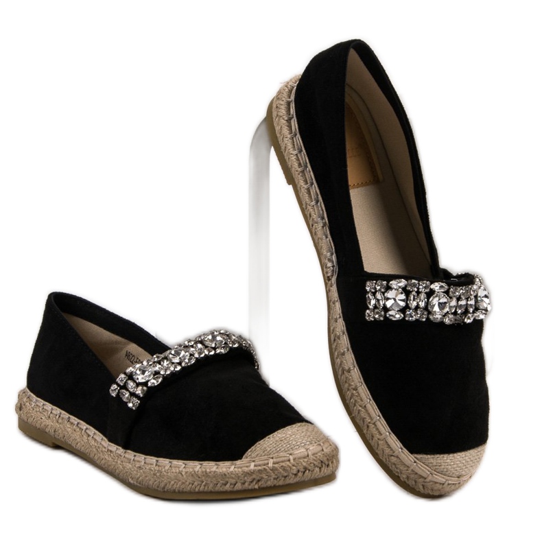 Bestelle Suede Espadrilles With Crystals black 2