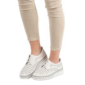 Kylie Leather Openwork Shoes white 2