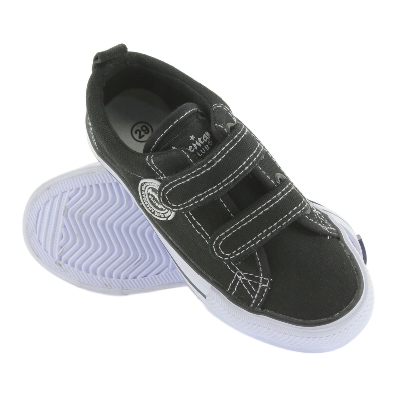 American Club American children's brush sneakers black Velcro 3