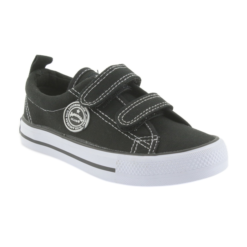 American Club American children's brush sneakers black Velcro 1