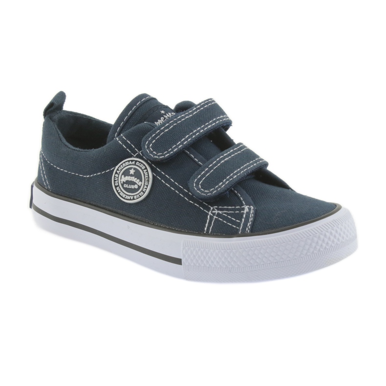 American Club navy blue sneakers with two velcro white 2