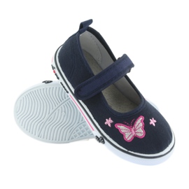Atletico navy blue ballerinas sneakers, leather insert grey pink 3