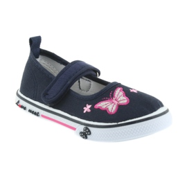 Atletico navy blue ballerinas sneakers, leather insert grey pink 1