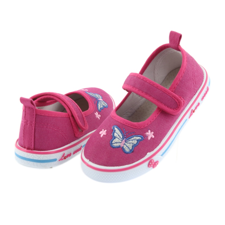 Atletico pink ballerinas sneakers, leather insert blue 5