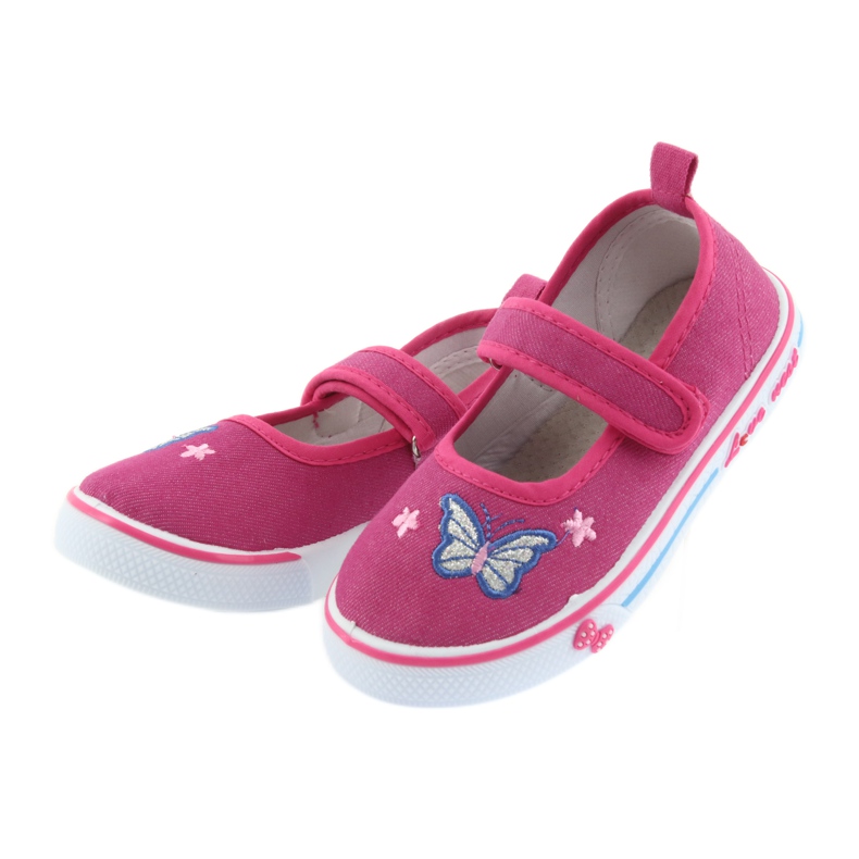 Atletico pink ballerinas sneakers, leather insert blue 4