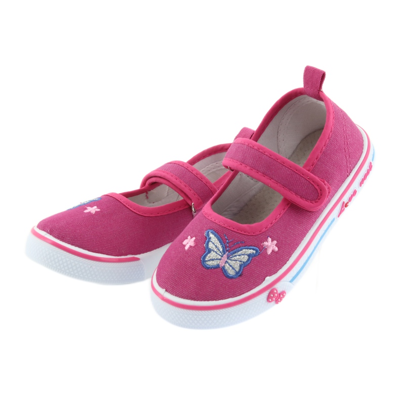 Atletico pink ballerinas sneakers, leather insert blue 3