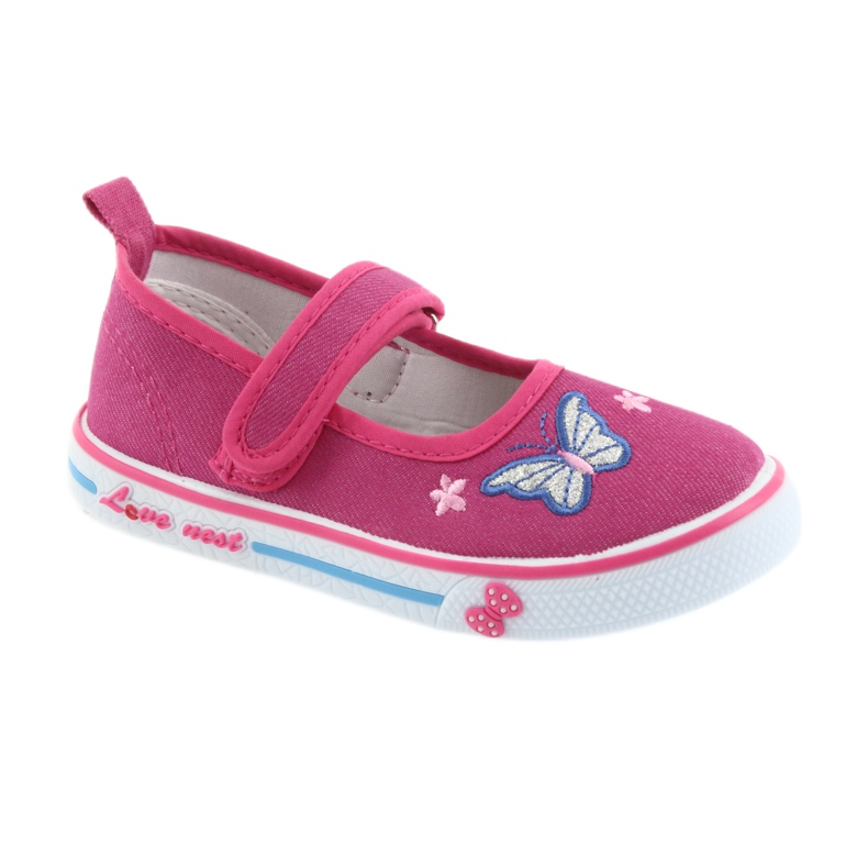 Atletico pink ballerinas sneakers, leather insert blue 1