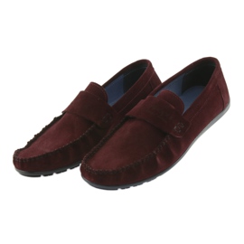 Nikopol Men's leather burgundy loafers1688 red 3