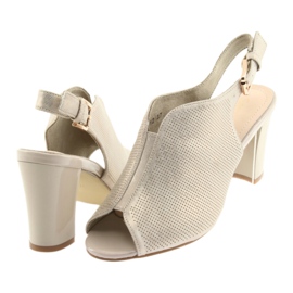 Sandals on the post of Sergio Leone 812 beige golden 4